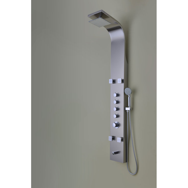 Echo 63.5'' Brushed Stainless Steel Shower Panel with Adjustable Jets