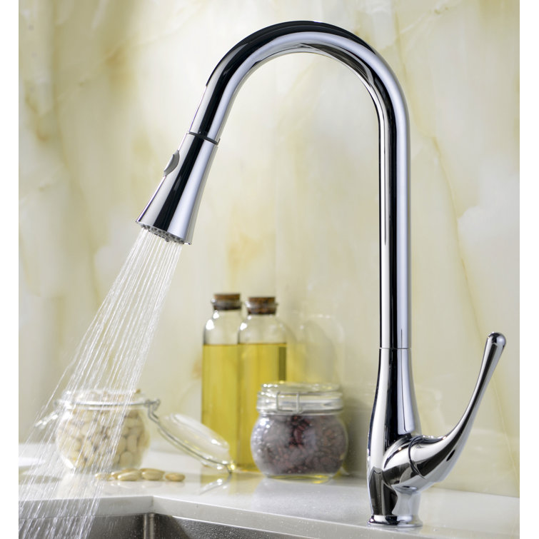 Polished Chrome Pull-Down Kitchen Faucet with Spray