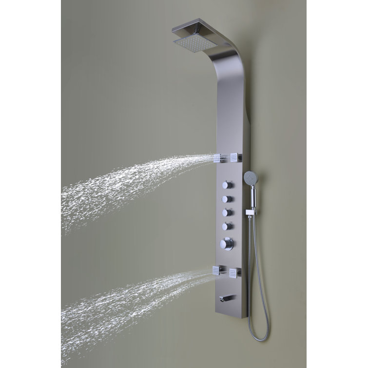 Echo 63.5'' Brushed Stainless Steel Shower Panel with Adjustable Jets