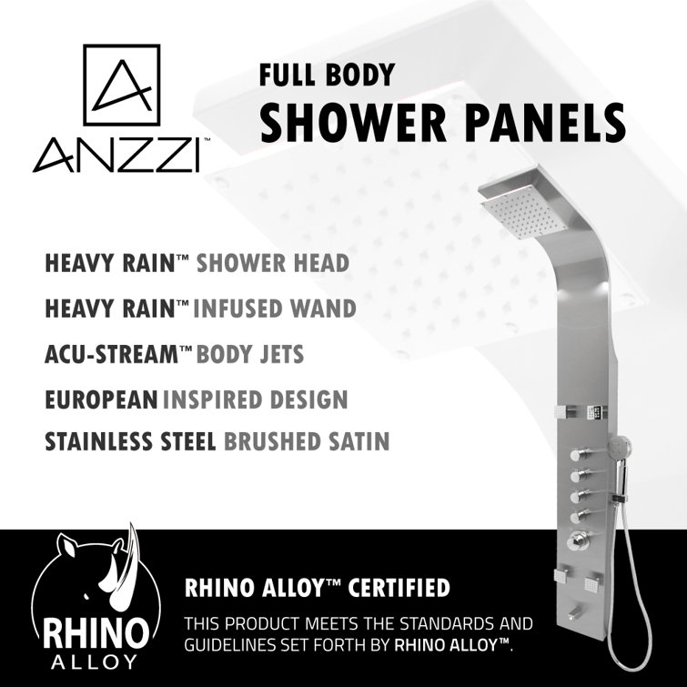 Echo 63.5'' Brushed Stainless Steel Shower Panel with Adjustable Jets