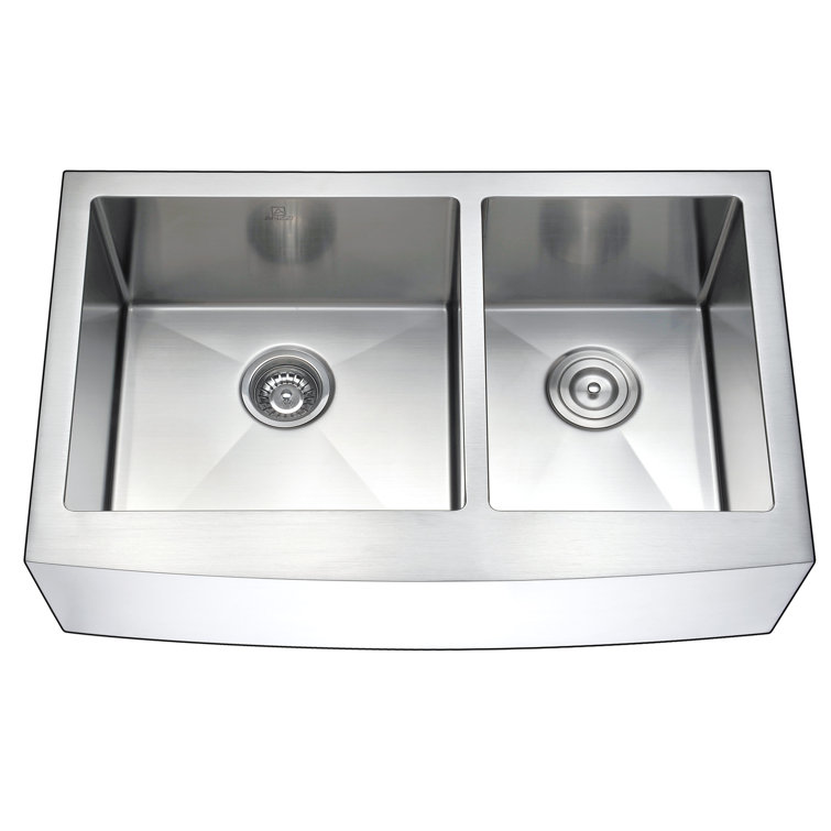 Elysian 36" Stainless Steel Farmhouse Double Bowl Kitchen Sink