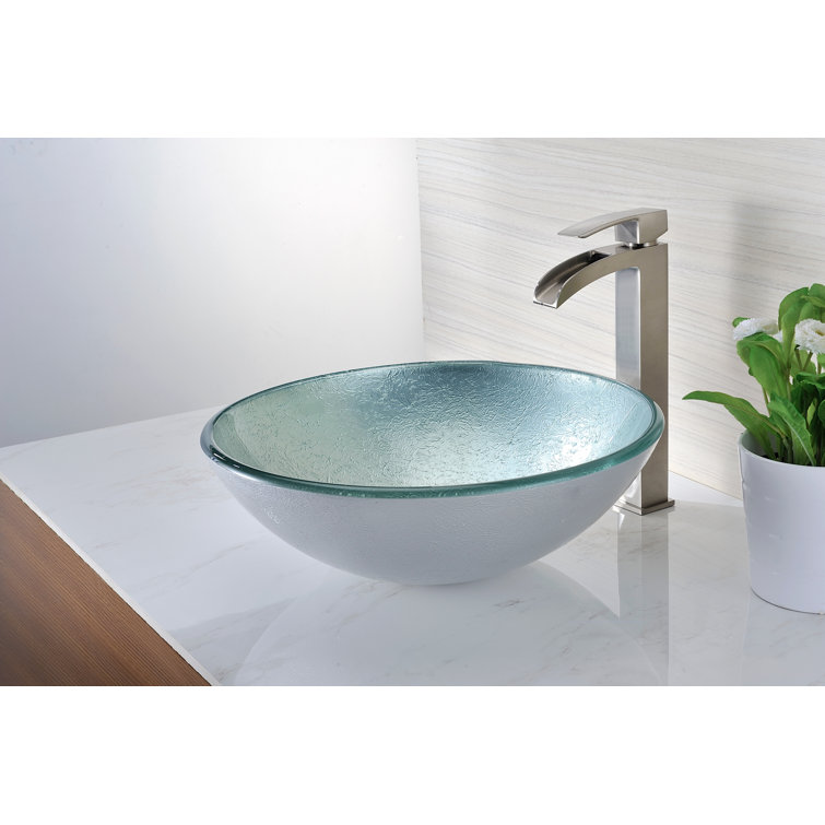 Spirito Silver and Green Glass Circular Vessel Sink