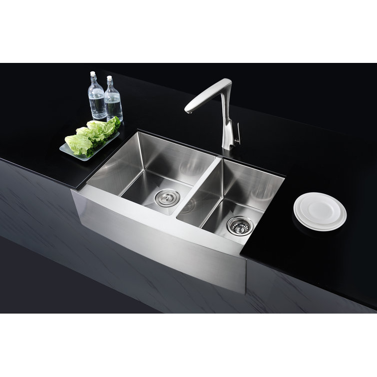 Elysian 33" Stainless Steel Double Bowl Farmhouse Sink