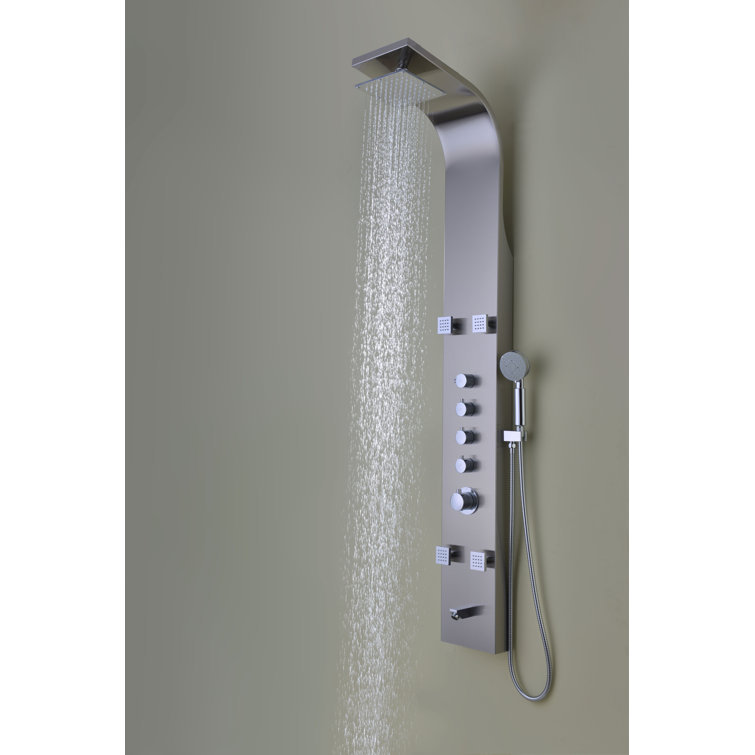 Echo 63.5'' Brushed Stainless Steel Shower Panel with Adjustable Jets