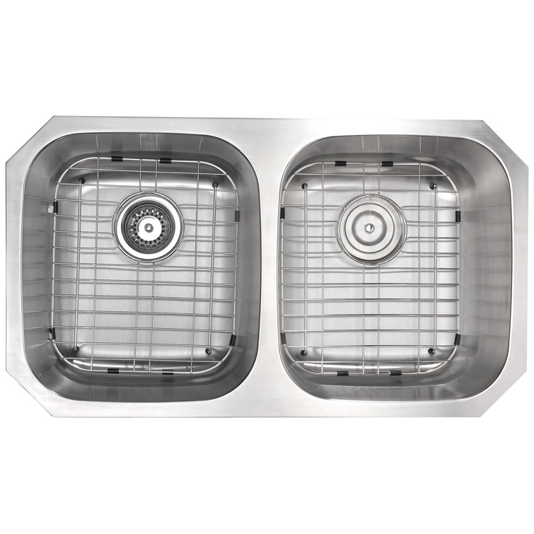 Moore 32'' Double Bowl Stainless Steel Undermount Kitchen Sink