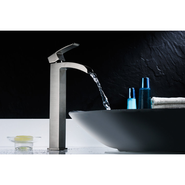 Minimalist Brushed Nickel Single-Handle Vessel Bathroom Faucet