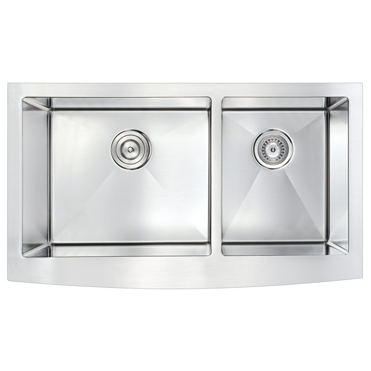 Elysian 36" Stainless Steel Farmhouse Double Bowl Kitchen Sink
