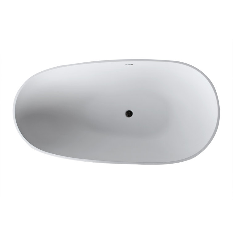 Matte White 111'' Freestanding Oval Stone Bathtub