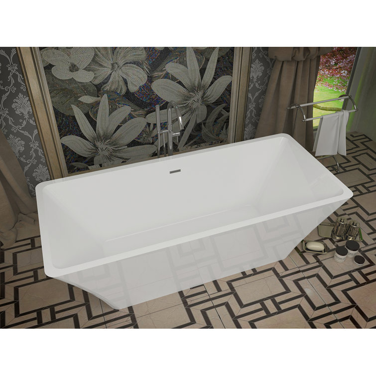 Arden 69'' Glossy White Acrylic Freestanding Bathtub