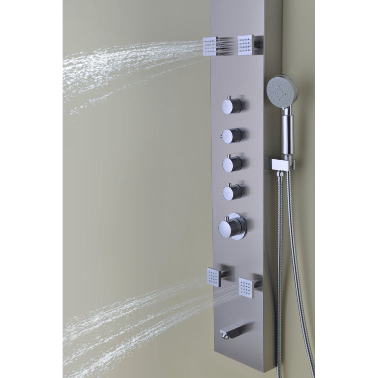 Echo 63.5'' Brushed Stainless Steel Shower Panel with Adjustable Jets