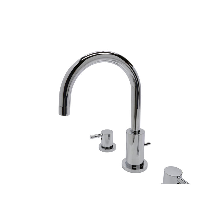 Polished Chrome 2-Handle Deck Mount Roman Tub Faucet with Handheld Sprayer