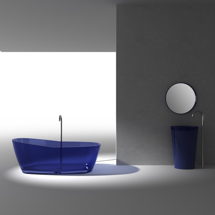 Regal Blue 71'' Freestanding Stone Soaking Bathtub