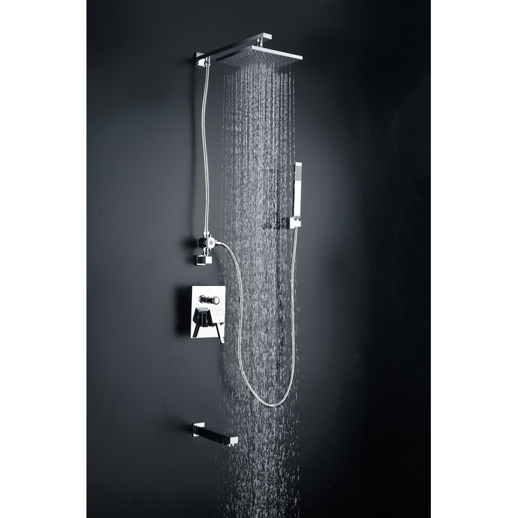 Polished Chrome Wall Mounted Rain Shower Faucet Set