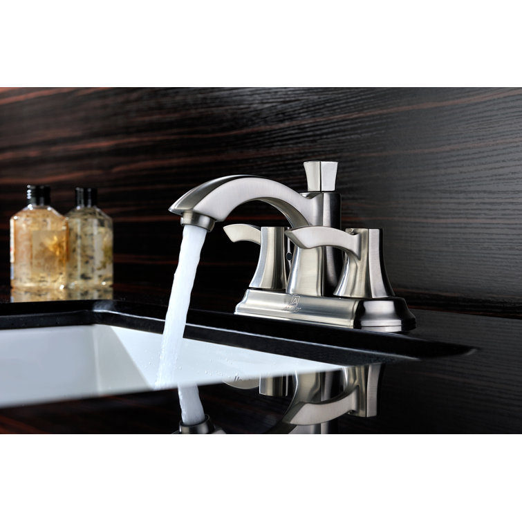 Brushed Nickel Dual Handle Centerset Bathroom Faucet