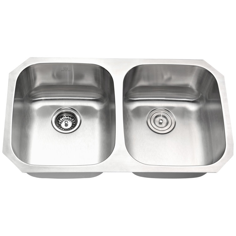Moore 32'' Double Bowl Stainless Steel Undermount Kitchen Sink