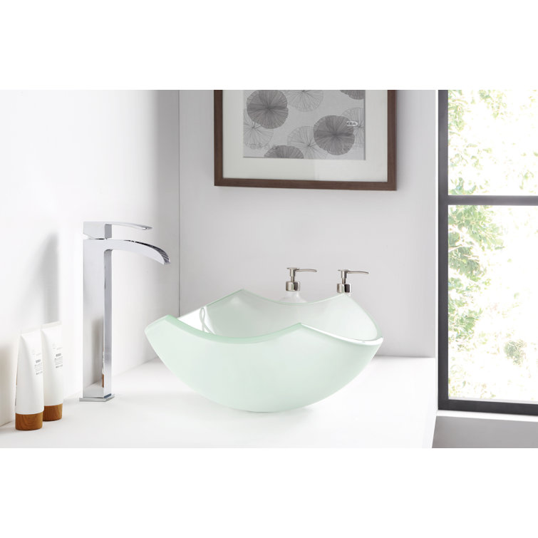Lustrous Frosted 19.7'' Clear Glass Oval Vessel Sink