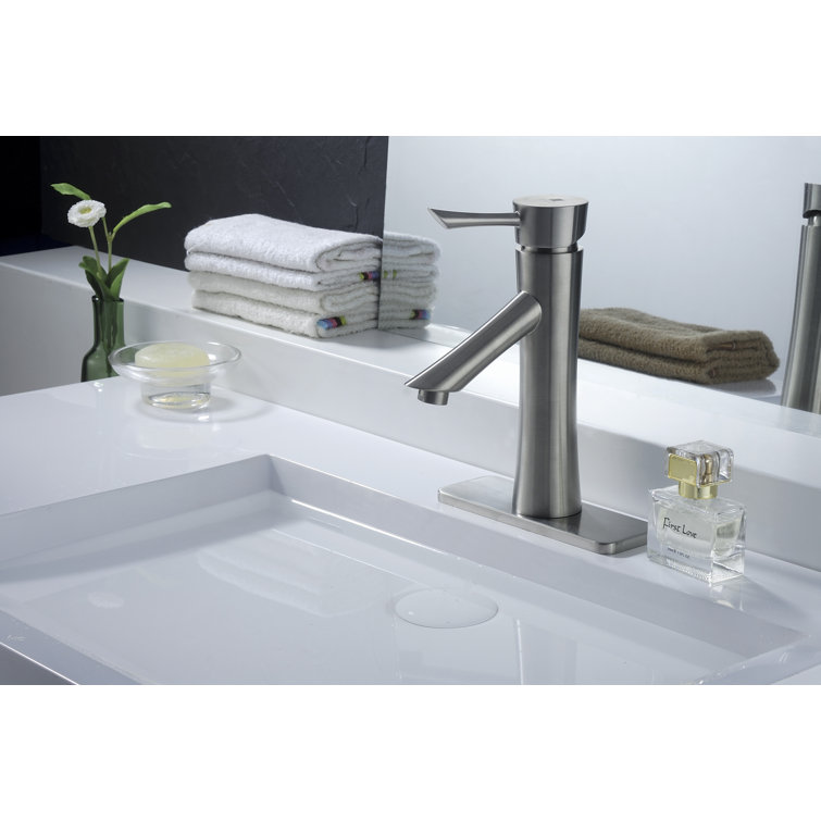 Brushed Nickel Single Handle Bathroom Faucet with Drain Assembly