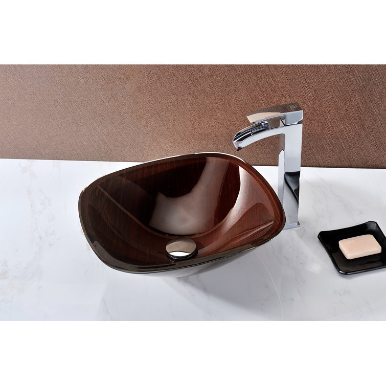 Vonu 16.1'' Rich Timber Glass Square Vessel Sink