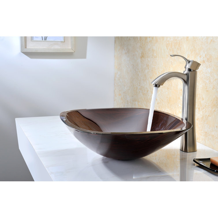 Cansa 16.1'' Red Tempered Glass Above-Counter Bathroom Sink