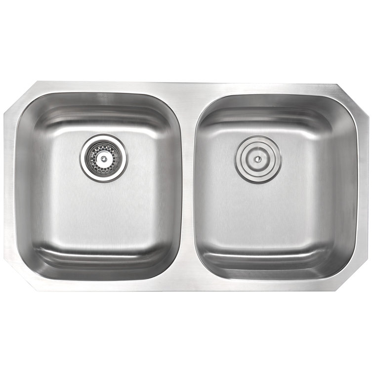 Moore 32'' Double Bowl Stainless Steel Undermount Kitchen Sink