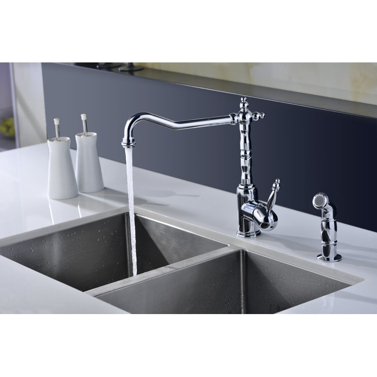 Polished Chrome Single Handle Kitchen Faucet with Sprayer