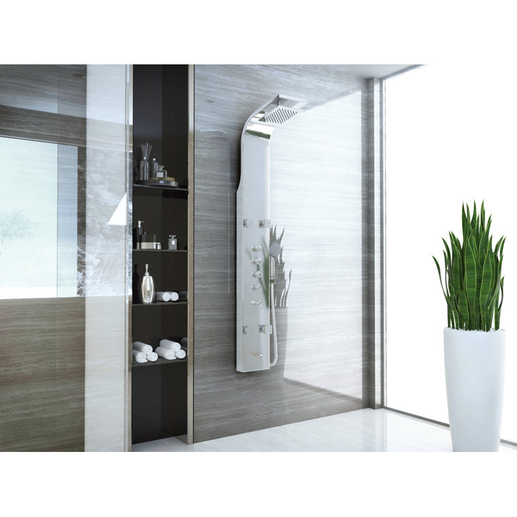 Echo 63.5'' Brushed Stainless Steel Shower Panel with Adjustable Jets