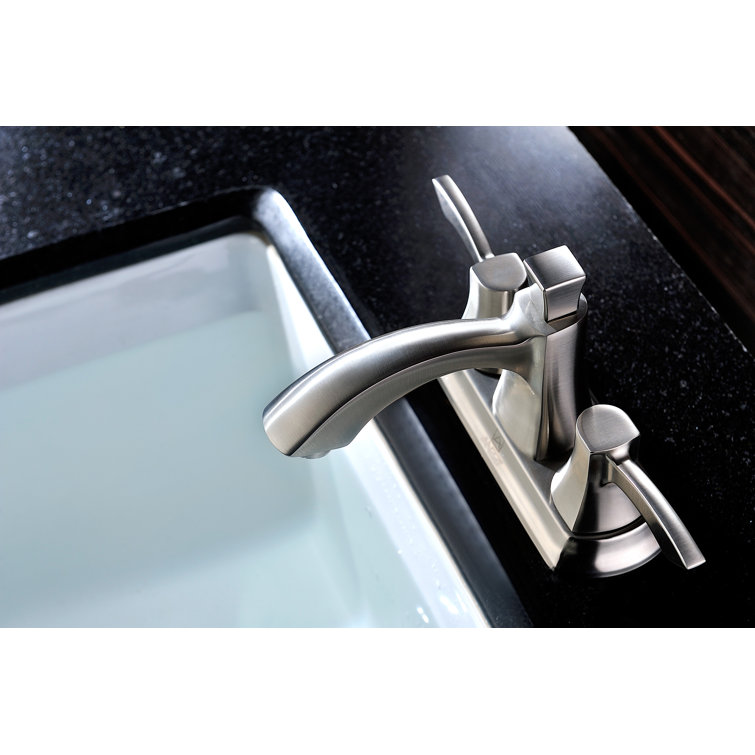 Brushed Nickel Dual Handle Centerset Bathroom Faucet