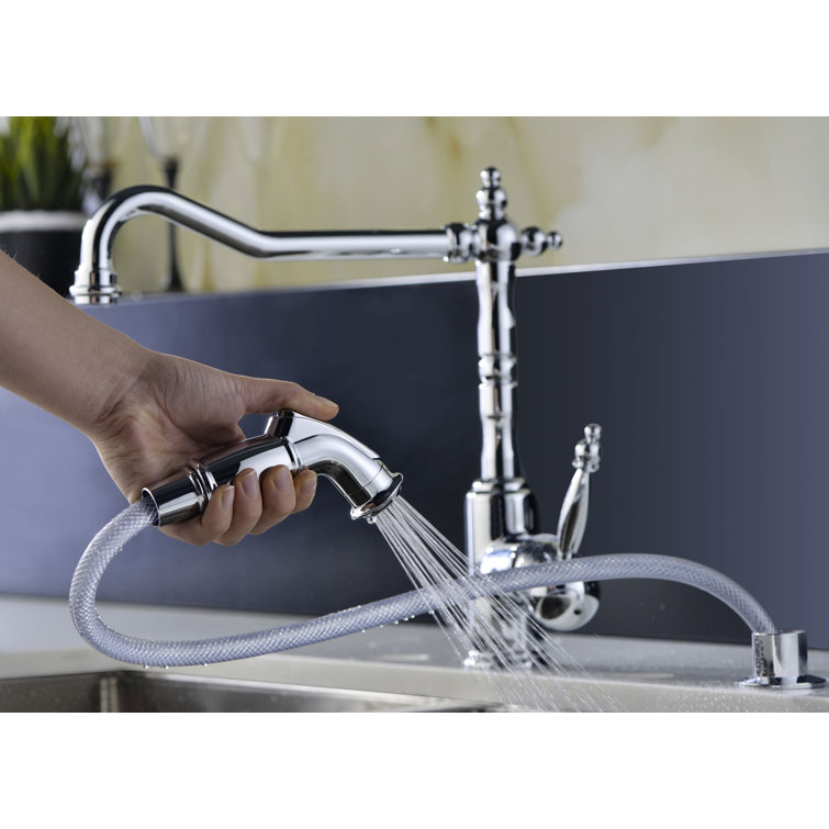 Polished Chrome Single Handle Kitchen Faucet with Sprayer
