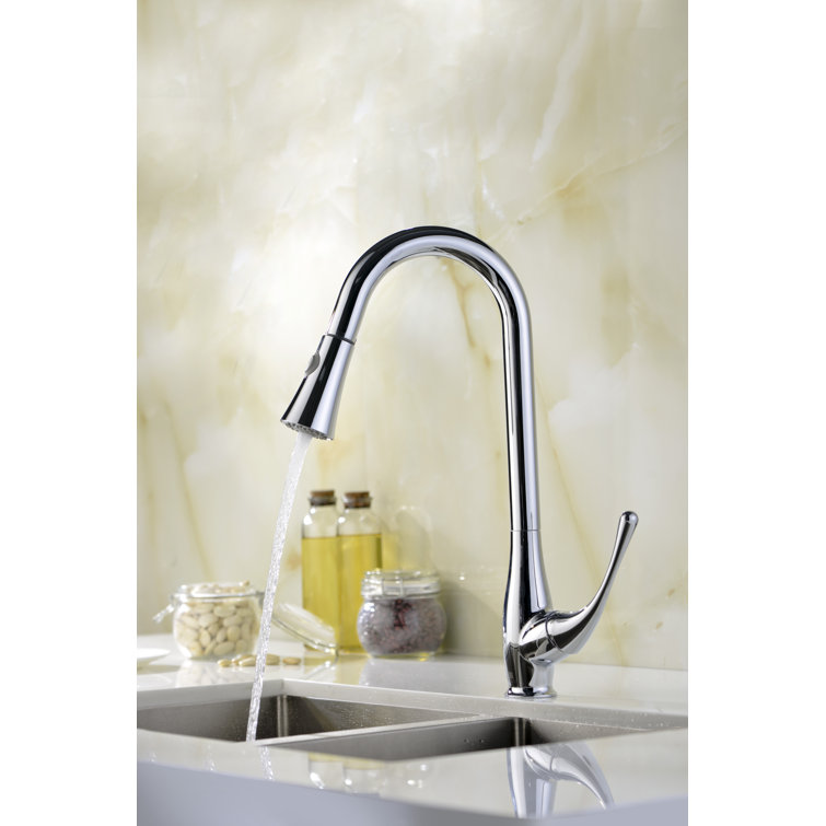 Polished Chrome Pull-Down Kitchen Faucet with Spray