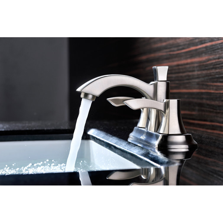 Brushed Nickel Dual Handle Centerset Bathroom Faucet