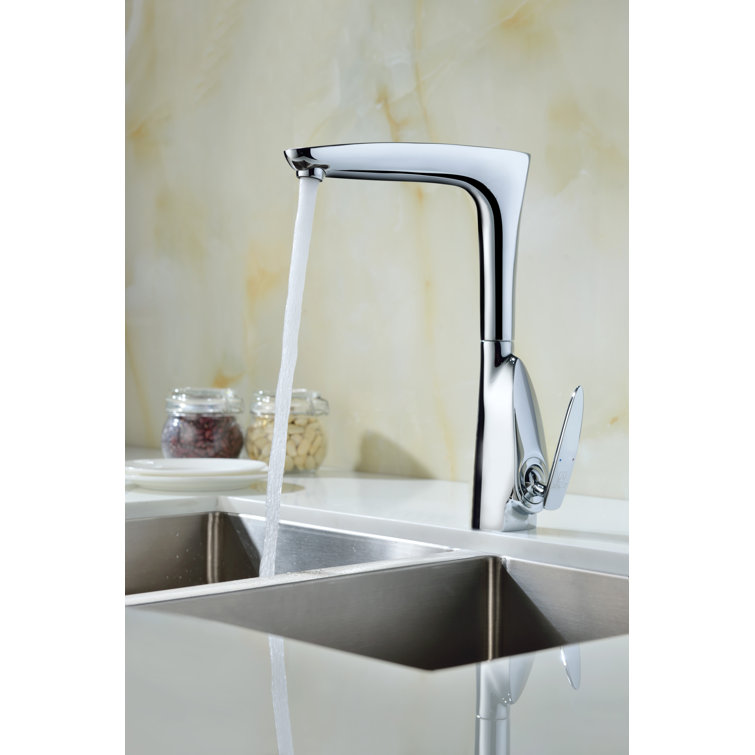 Polished Chrome Single Handle Kitchen Faucet with Pull-out Spray