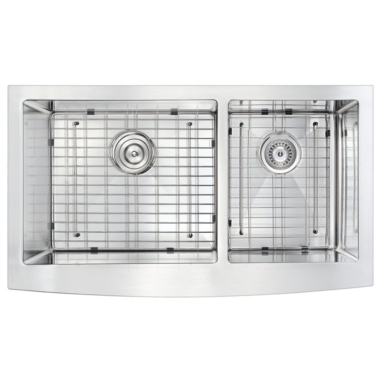 Elysian 36" Stainless Steel Farmhouse Double Bowl Kitchen Sink