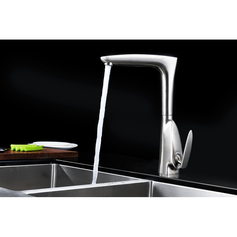 Brushed Nickel Single-Handle Kitchen Faucet with Lead-Free Brass