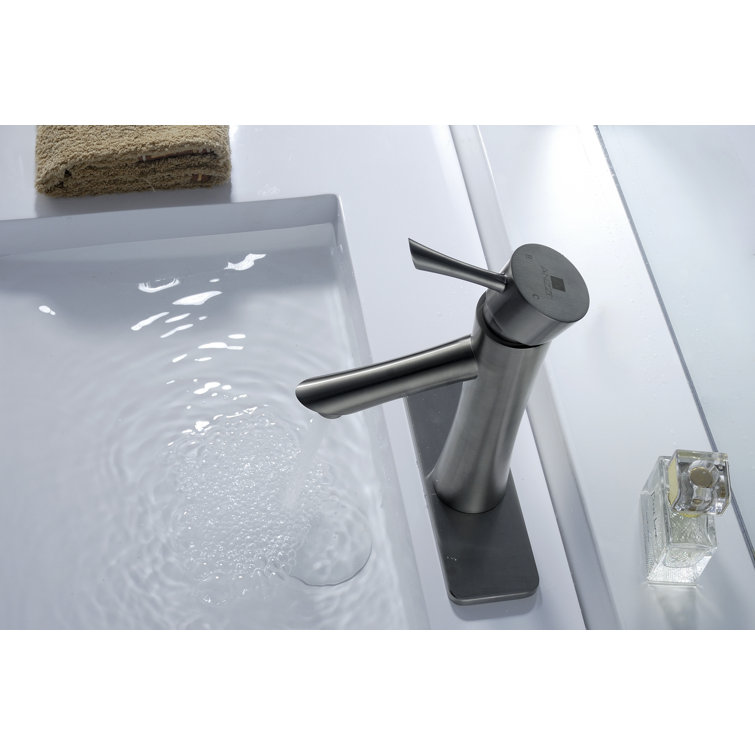 Brushed Nickel Single Handle Bathroom Faucet with Drain Assembly