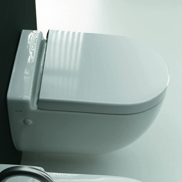 White Ceramic Elongated Wall Mounted Toilet with Soft Close Seat