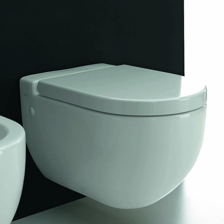 White Ceramic Elongated Wall Mounted Toilet with Soft Close Seat