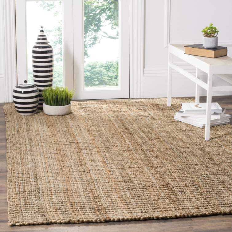 Natural Handwoven Wool and Jute Rectangular Rug, 5' x 8'