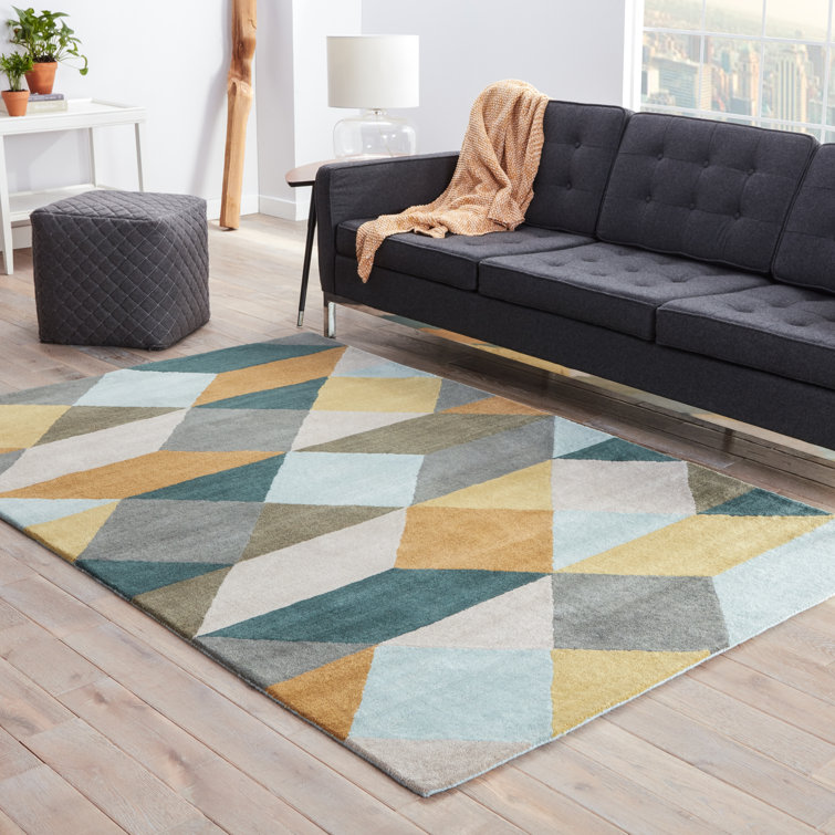 Storm Gray Handmade Tufted Wool Geometric Area Rug - 2'x3'