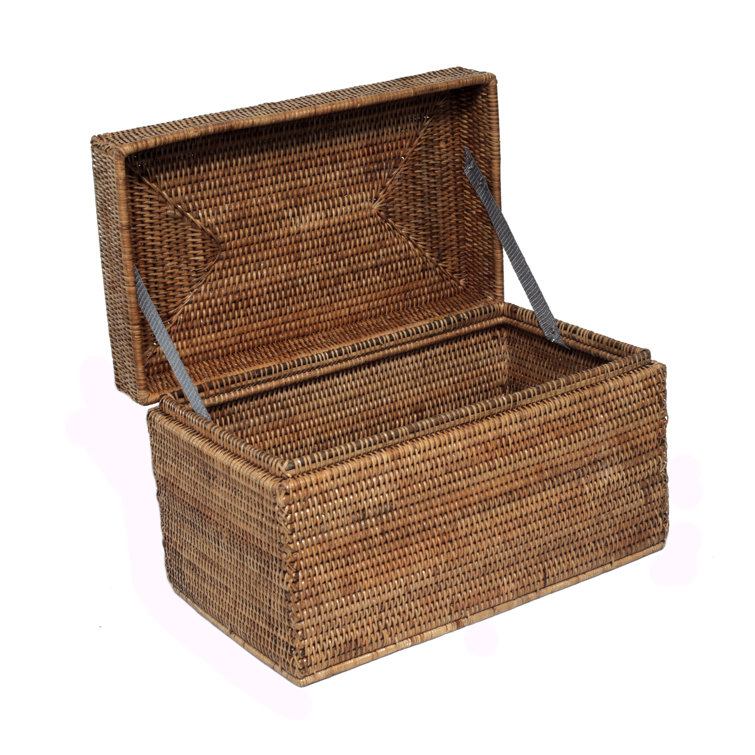 Honey Brown Hand-Woven Rattan Lift Lid Storage Trunk
