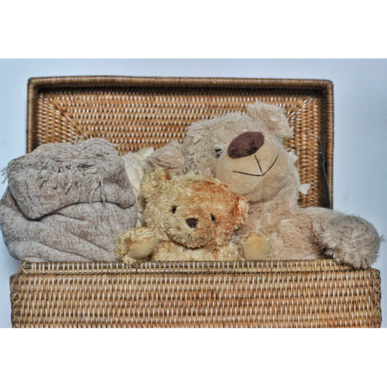 Honey Brown Hand-Woven Rattan Lift Lid Storage Trunk