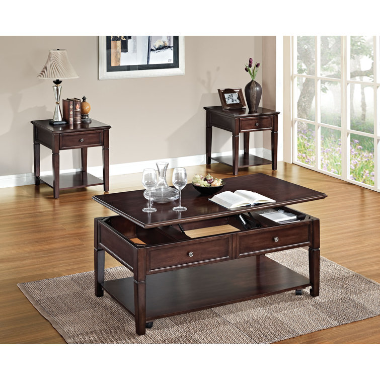 Walnut 24" Wooden End Table with Drawer and Shelf