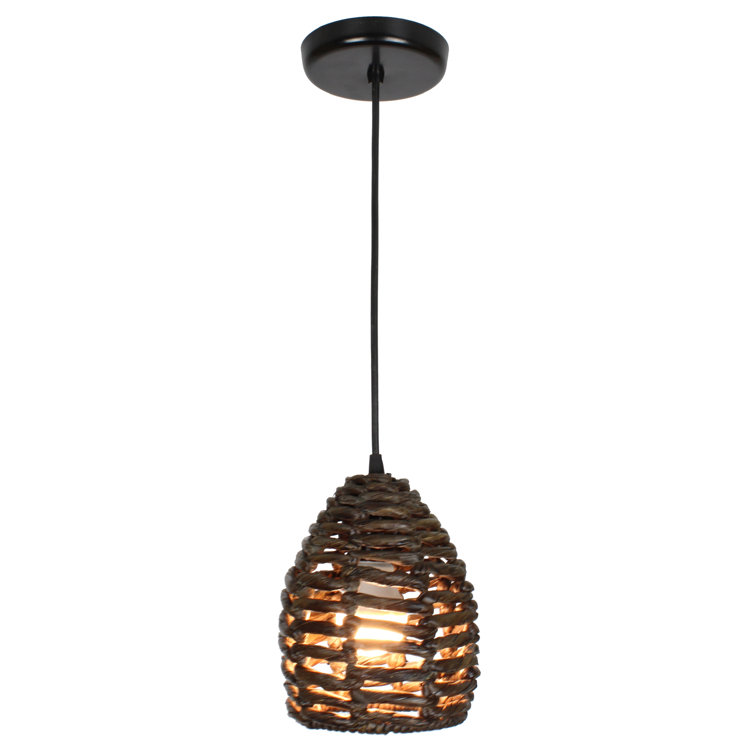 Coastal Mini Bell-Shaped Dark Brown Metal Pendant Light