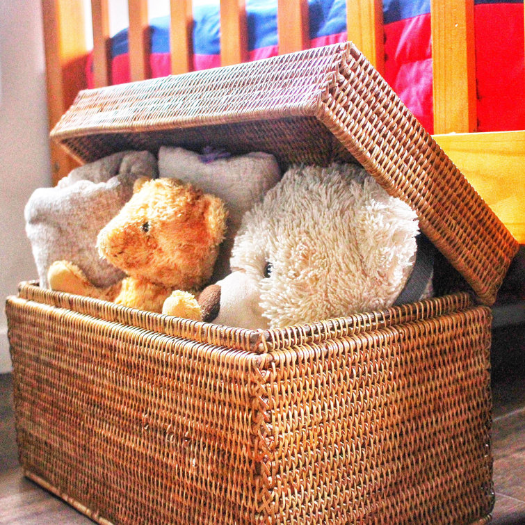 Honey Brown Hand-Woven Rattan Lift Lid Storage Trunk