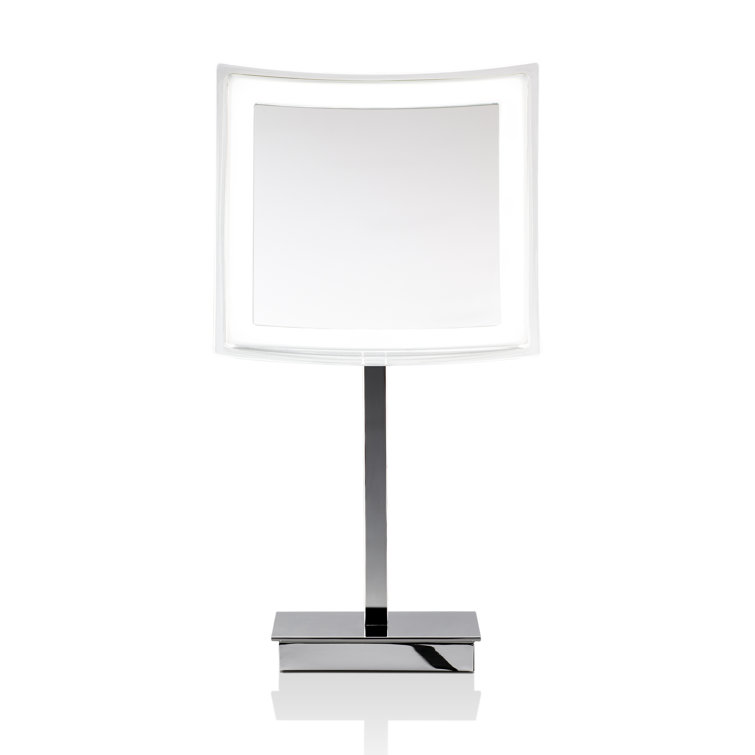 Classic Square 5x LED Magnifying Countertop Mirror in Metal Frame