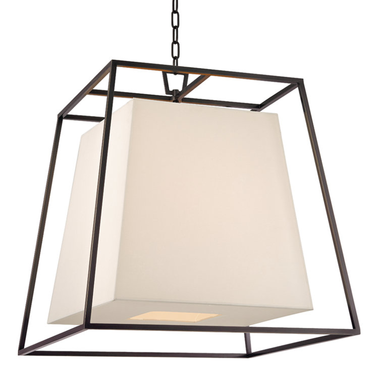 Elegant Kyle Polished Nickel 6-Light Chandelier with White Faux Silk Shade