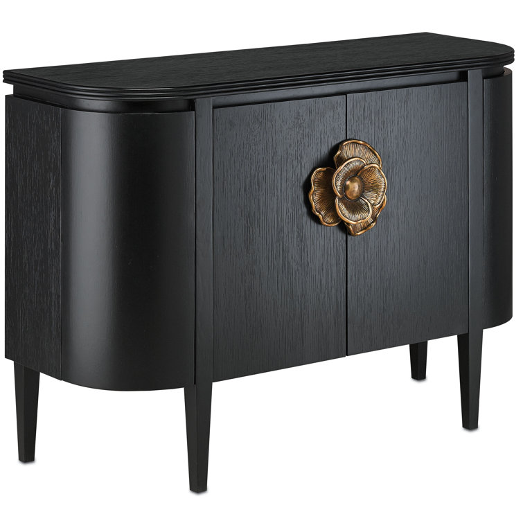 Briallen 48'' Caviar Black and Antique Brass Demilune Cabinet