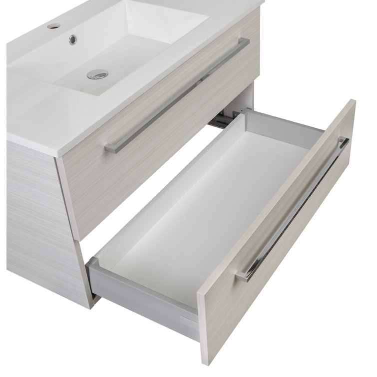 White Chocolate 30" Wall-Mount Single Sink Vanity with Marble Top