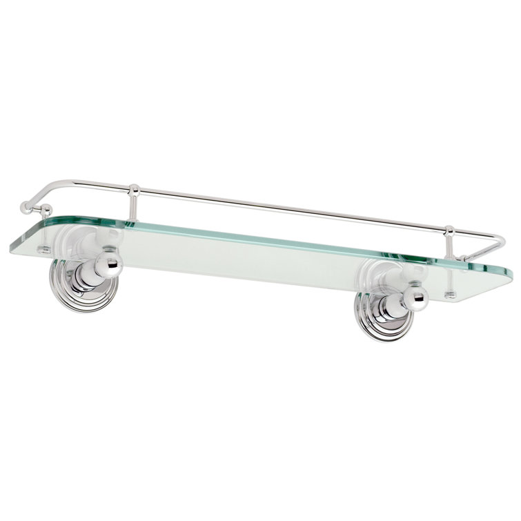 Elegant Chelsea 26" Polished Chrome Floating Glass Bathroom Shelf