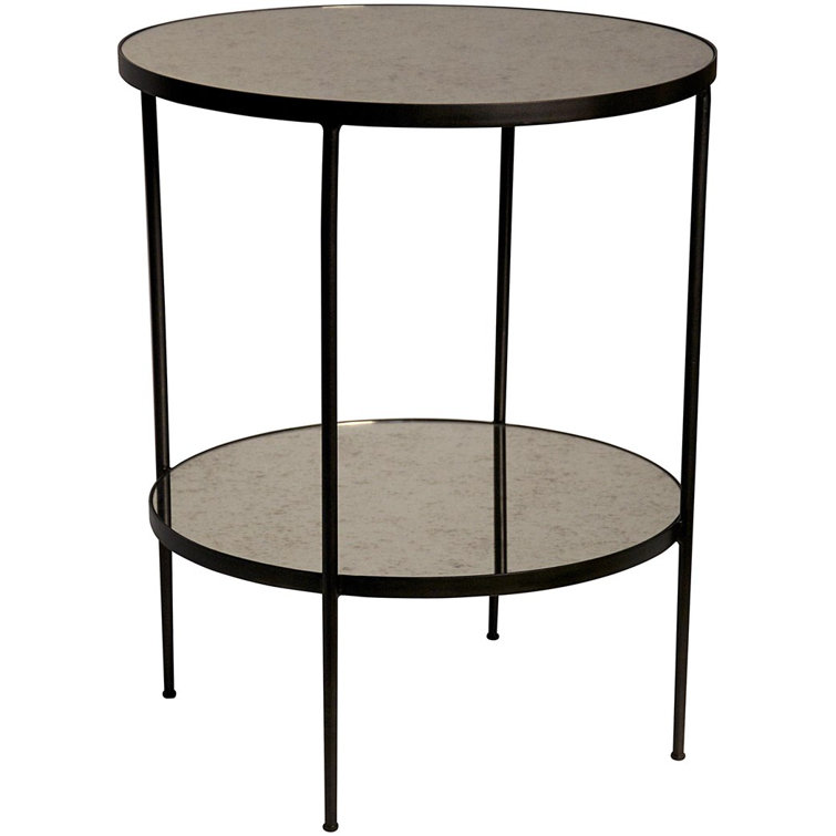 Anna Round Mirrored Glass Metal End Table