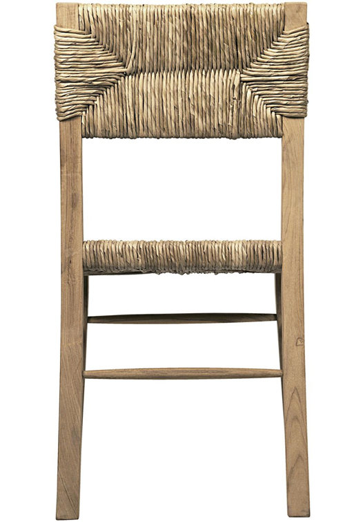 Teak and Rattan Brown Side Chair